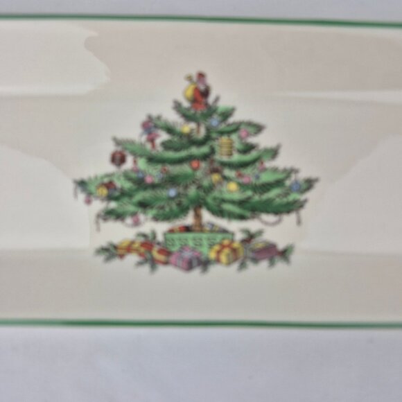 Vintage Spode Christmas Tree Rectangular Tray in Box 9 inch Tray - Picture 5 of 16
